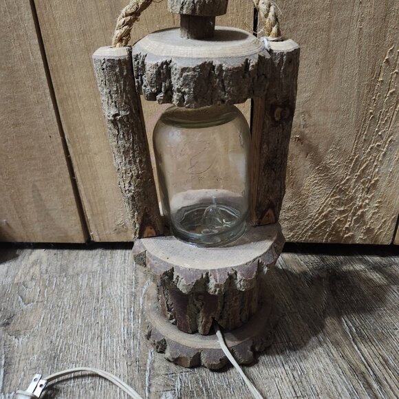 rustic wooden with glass mason jar lantern - Picture 7 of 14